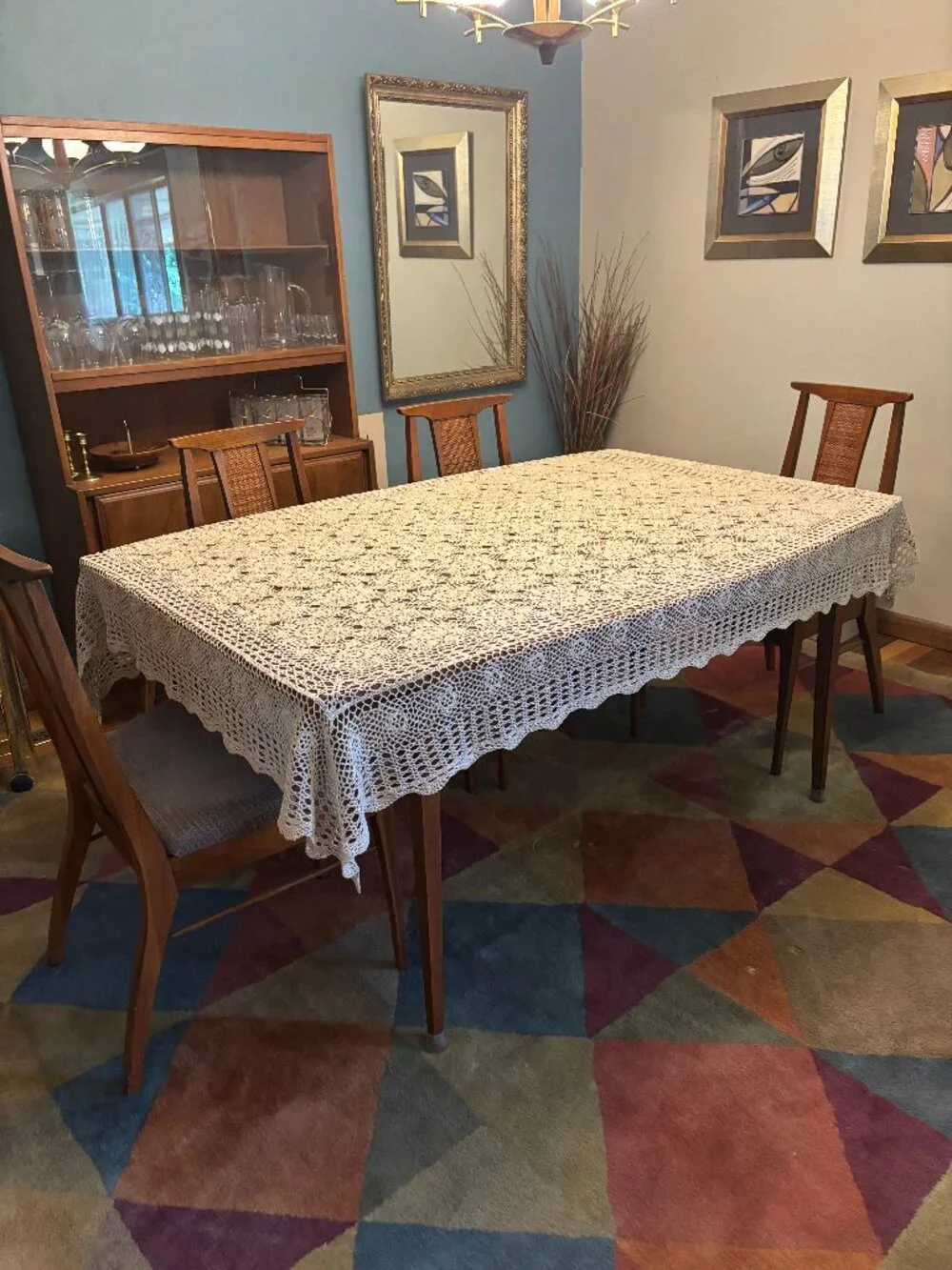 Vintage Crocheted Lace Tablecloth 73